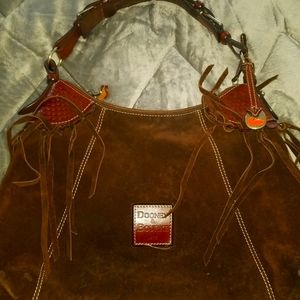 DOONEY & BOURKE BROWN SUEDE TASSEL BAG